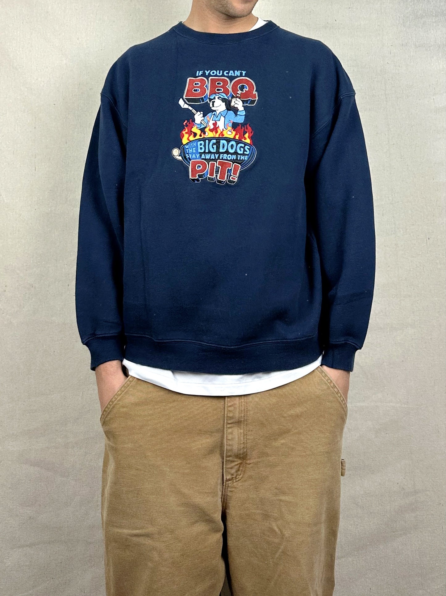 90's Big Dogs BBQ Embroidered Vintage Sweatshirt Size M