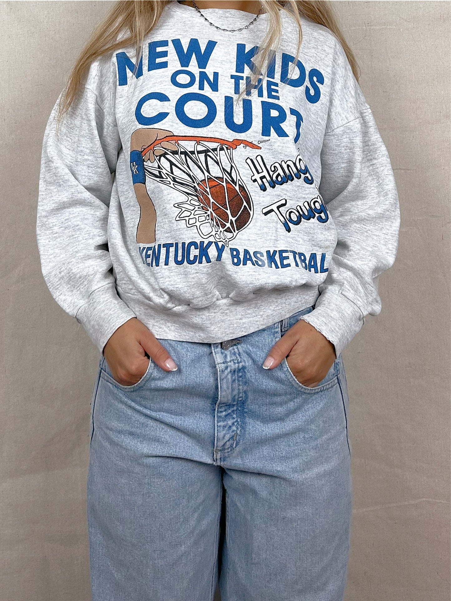 90's Kentucky Wildcats Basketball USA Made Vintage Sweatshirt Size 12