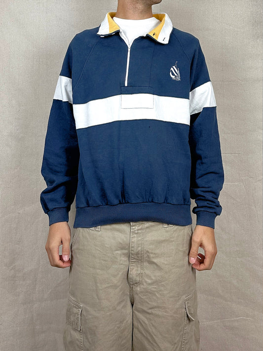 90's Nautica Embroidered Vintage Quarterzip Sweatshirt Size M