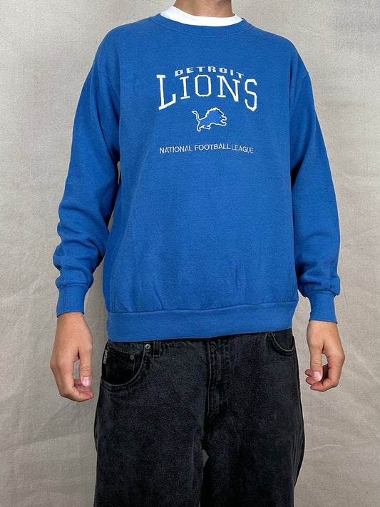 90's Detroit Lions NFL USA Made Embroidered Vintage Sweatshirt Size M-L
