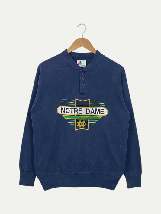 90's Notre Dame Embroidered Vintage Button-up Sweatshirt Size S