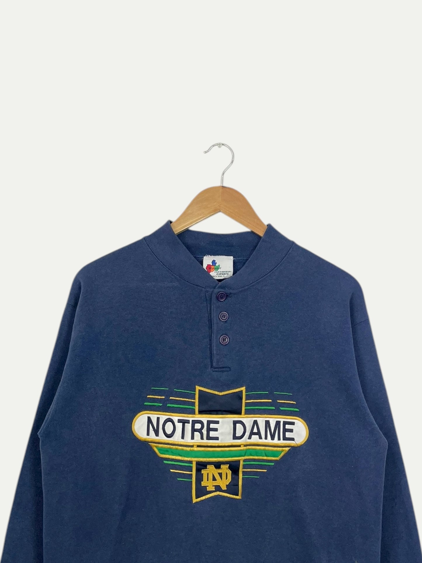 90's Notre Dame Embroidered Vintage Button-up Sweatshirt Size S