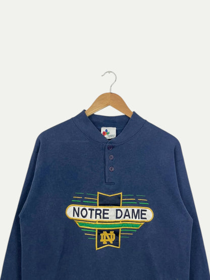 90's Notre Dame Embroidered Vintage Button-up Sweatshirt Size S