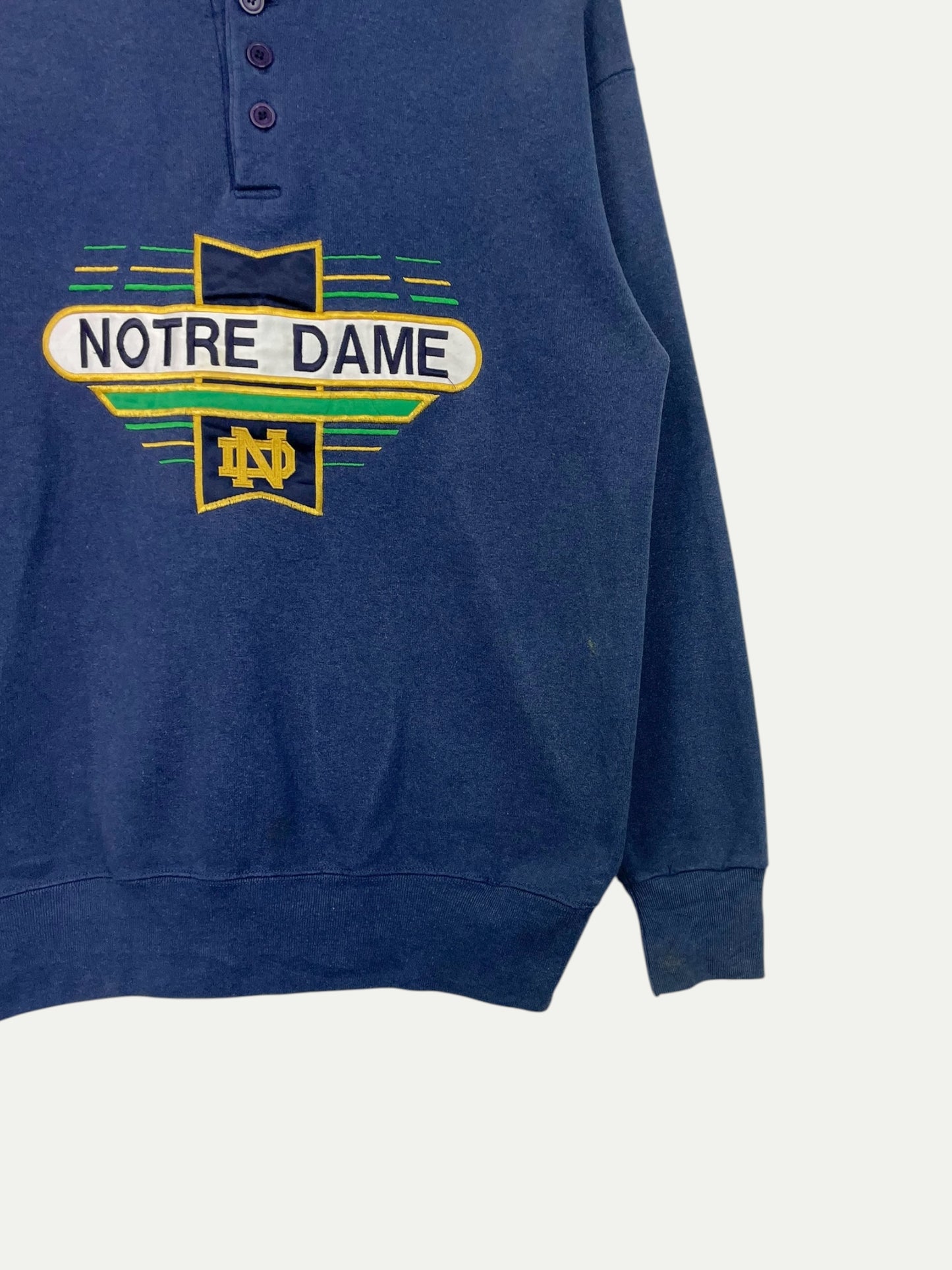 90's Notre Dame Embroidered Vintage Button-up Sweatshirt Size S