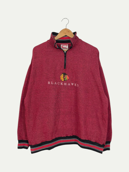 90's Blackhawks Vintage Quarter-zip Sweatshirt Size L