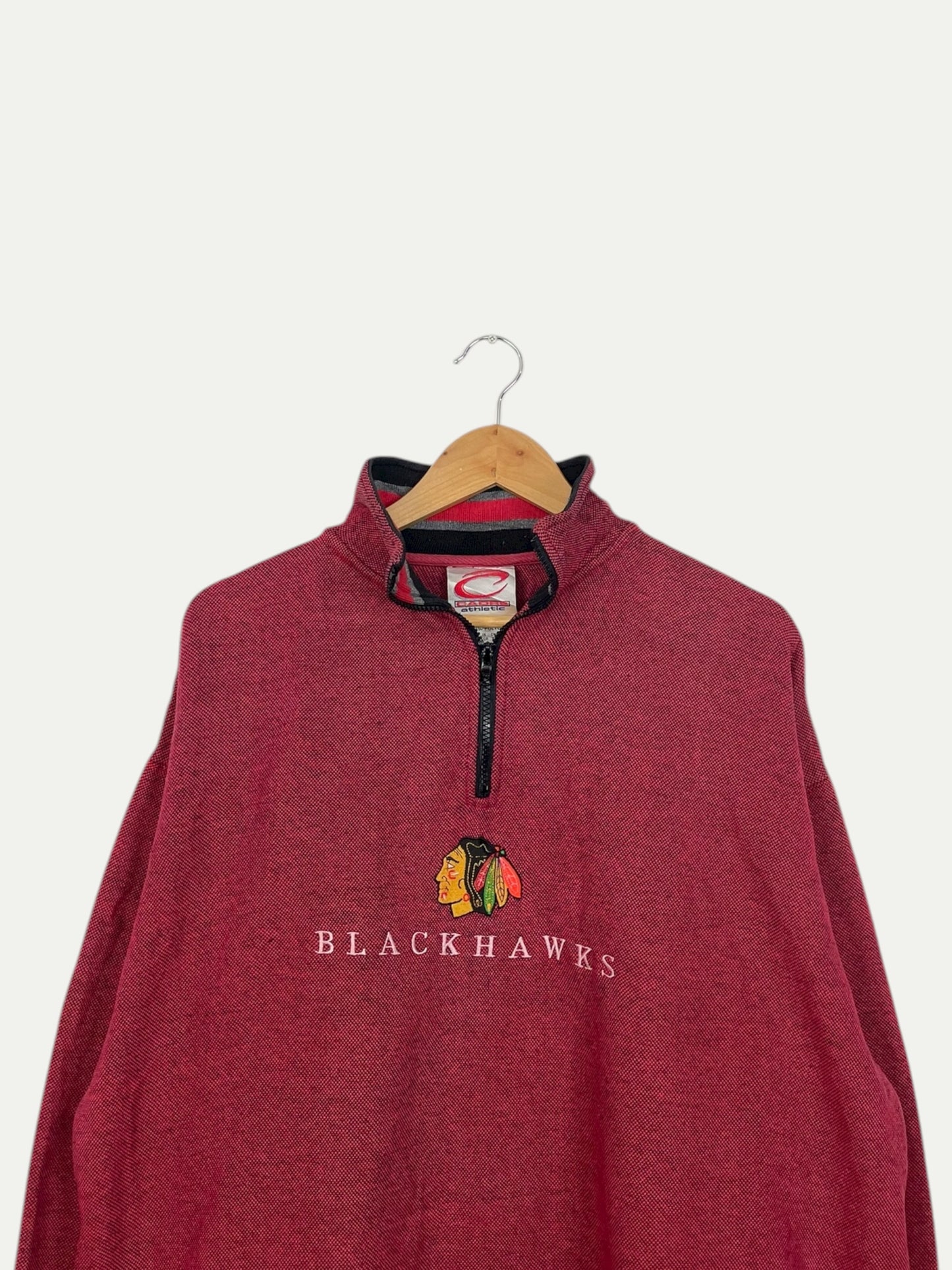 90's Blackhawks Vintage Quarter-zip Sweatshirt Size L