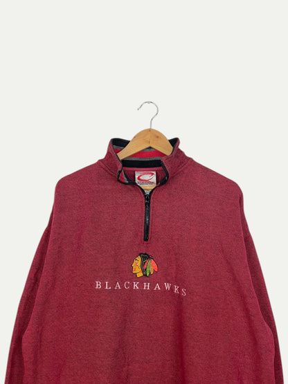 90's Blackhawks Vintage Quarter-zip Sweatshirt Size L