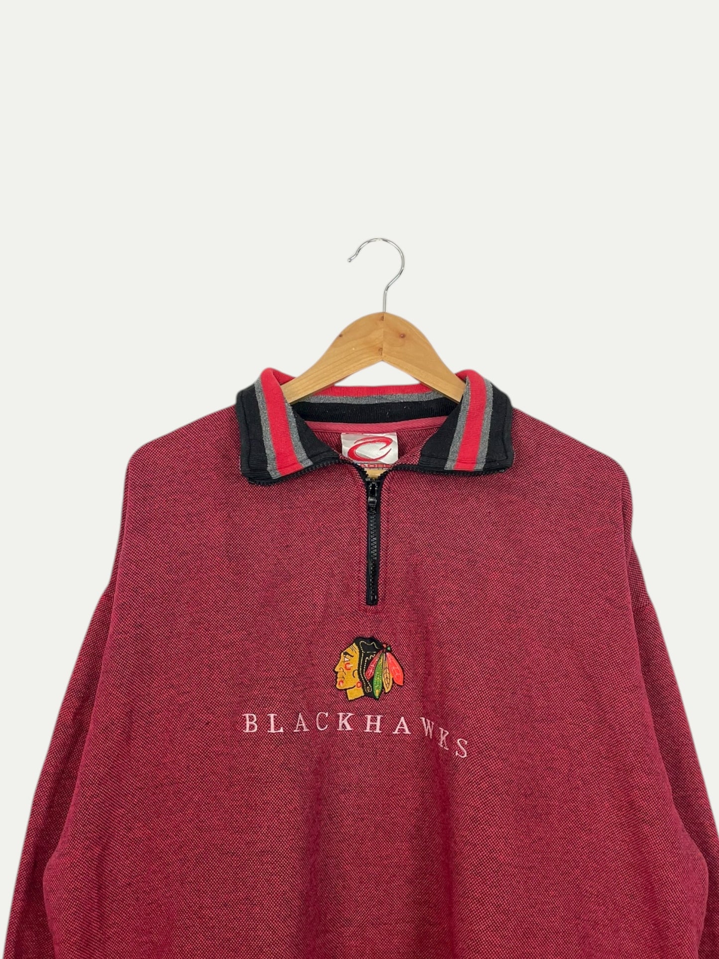 90's Blackhawks Vintage Quarter-zip Sweatshirt Size L