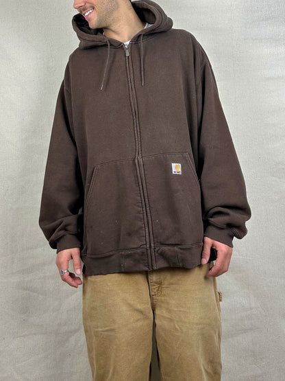 90's Carhartt Embroidered Vintage Zip-Up Hoodie Size 3XL