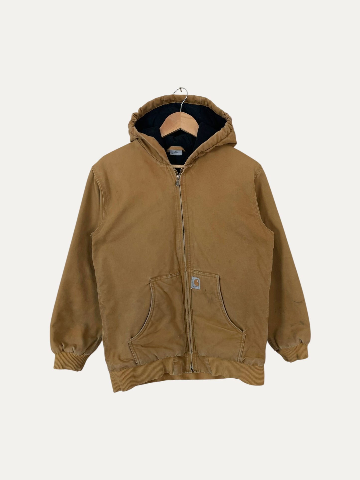 90's Youth Carhartt Vintage Quilt Lined Heavy Duty Hooded Jacket Size XL