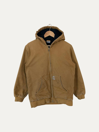 90's Youth Carhartt Vintage Quilt Lined Heavy Duty Hooded Jacket Size XL