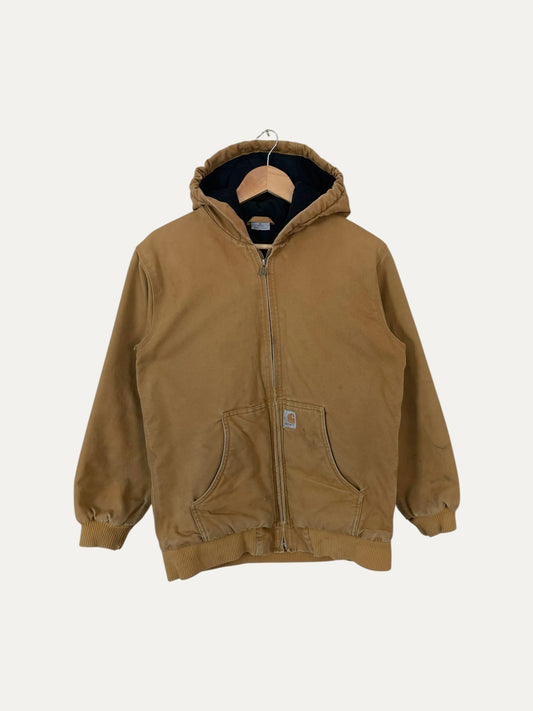 90's Youth Carhartt Vintage Quilt Lined Heavy Duty Hooded Jacket Size XL