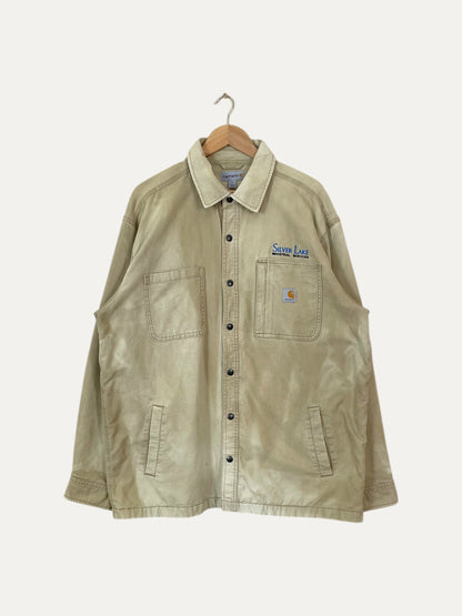 90's Carhartt Embroidered "Silver Lake Industrial Services" Vintage Lined Shacket Size 2XL