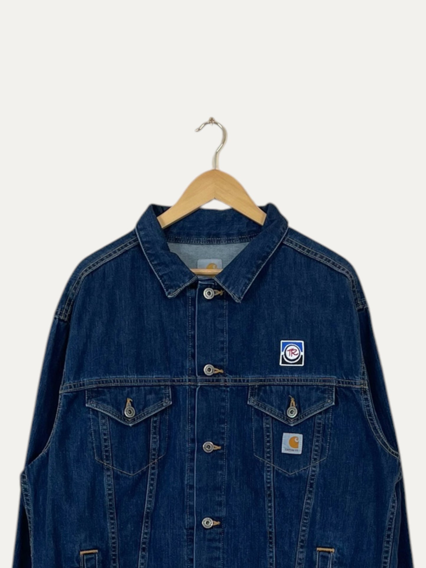 90's Carhartt Embroidered "TR" Vintage Denim Trucker Jacket Size XL