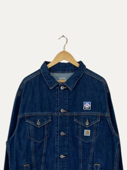 90's Carhartt Embroidered "TR" Vintage Denim Trucker Jacket Size XL