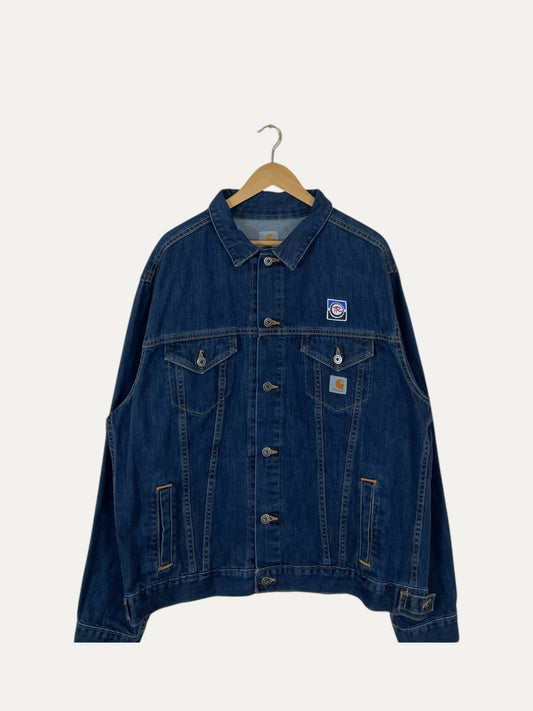 90's Carhartt Embroidered "TR" Vintage Denim Trucker Jacket Size XL