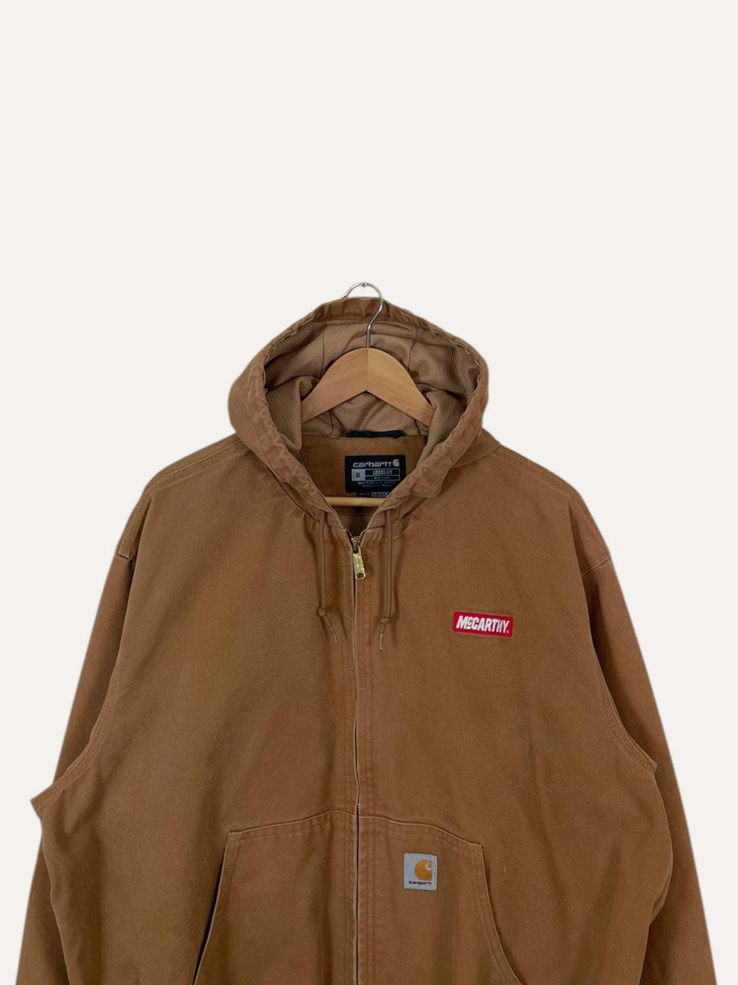 90's Carhartt Embroidered "McCarthy" Vintage Hooded Jacket Size XL