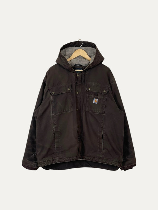 90's Carhartt Vintage Sherpa Lined Heavy Duty Hooded Jacket Size 2XL-3XL