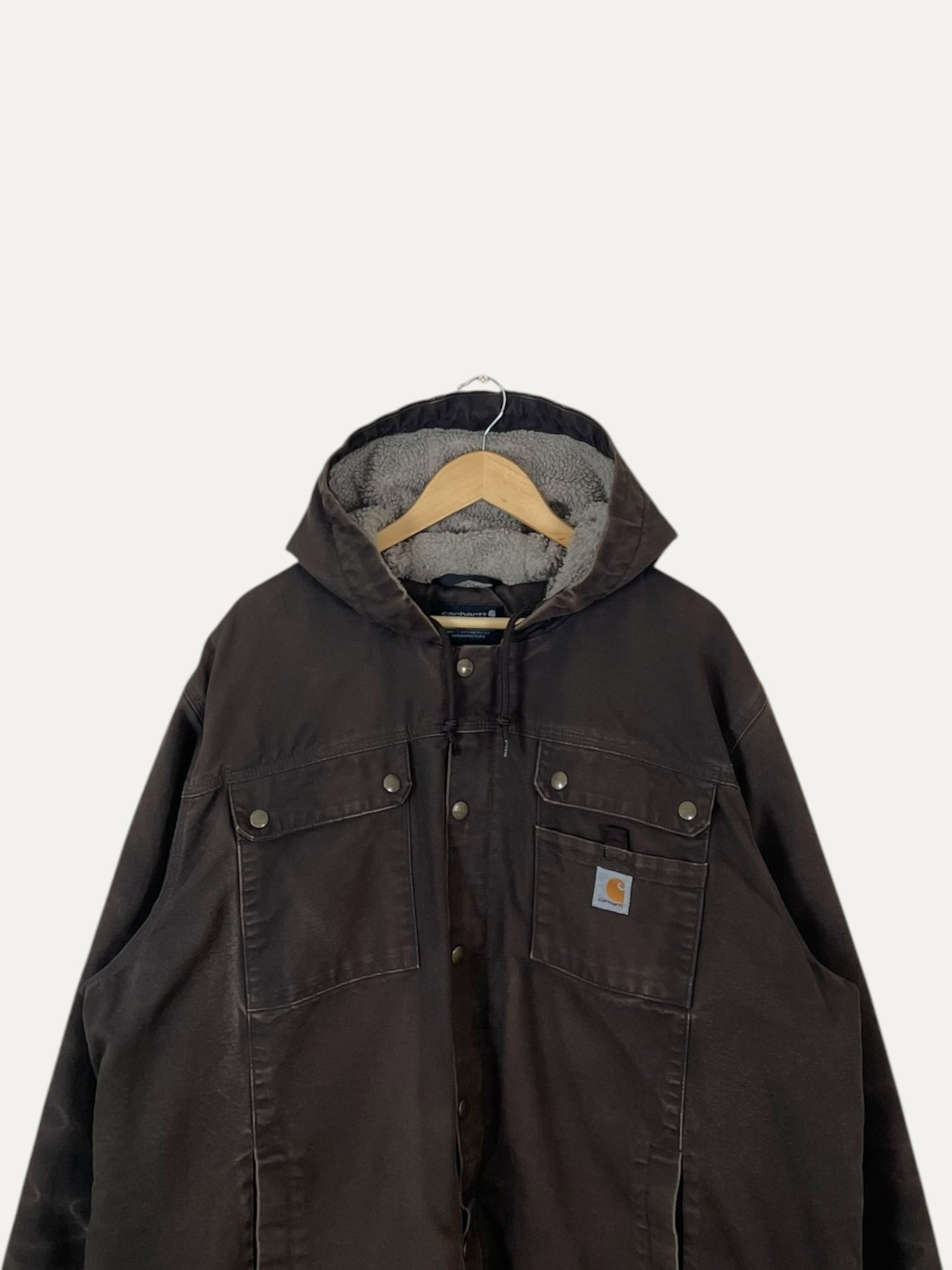90's Carhartt Vintage Sherpa Lined Heavy Duty Hooded Jacket Size 2XL-3XL