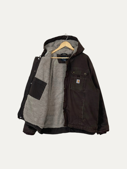 90's Carhartt Vintage Sherpa Lined Heavy Duty Hooded Jacket Size 2XL-3XL