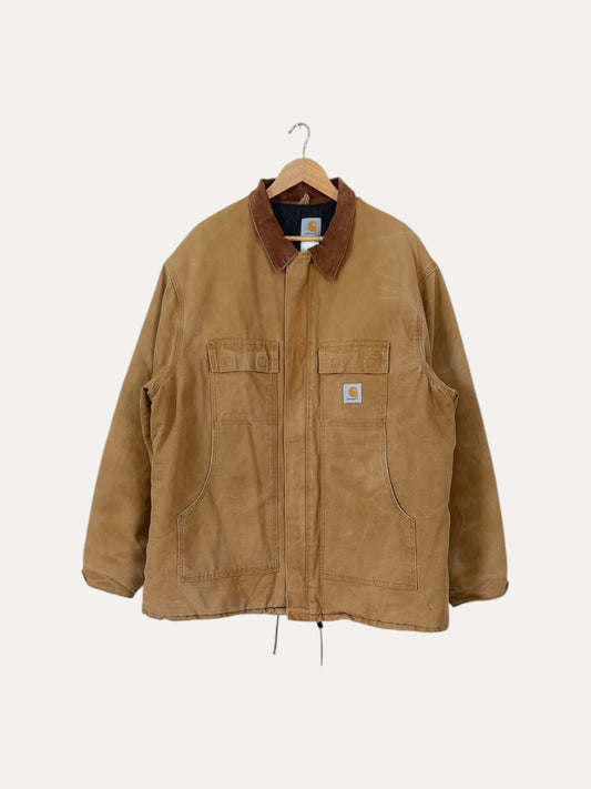 90's Carhartt Vintage Quilt Lined Heavy Duty Corduroy Collar Detroit Jacket Size 2XL-3XL