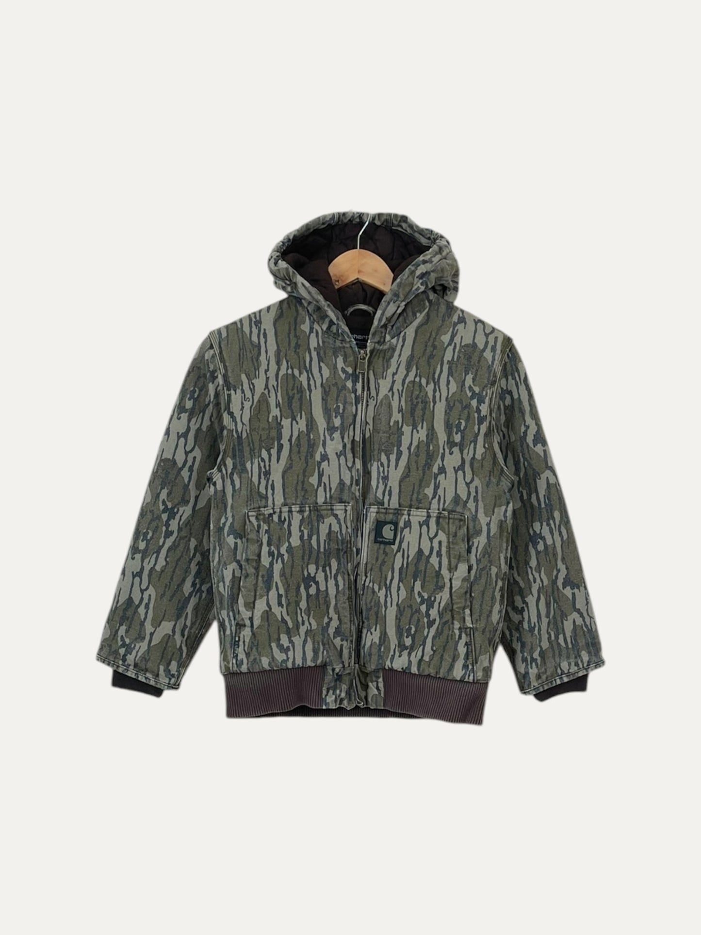 90's Youth Carhartt Vintage Quilt Lined Heavy Duty Realtree Hooded Jacket Size M (10-12)