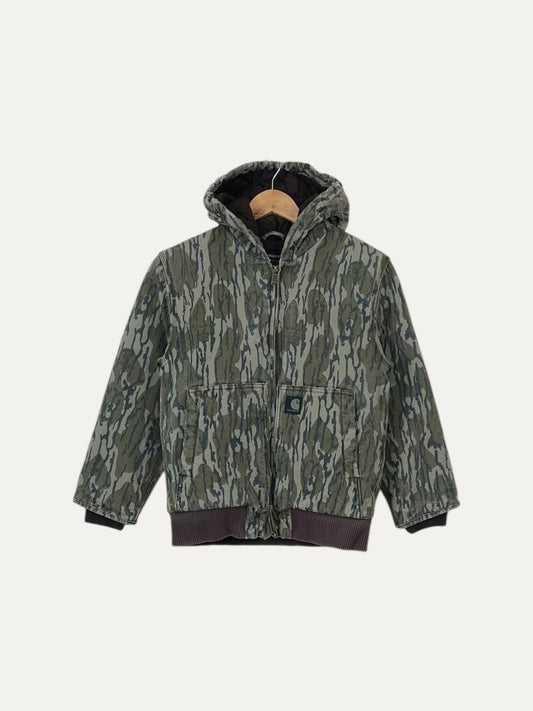 90's Youth Carhartt Vintage Quilt Lined Heavy Duty Realtree Hooded Jacket Size M (10-12)