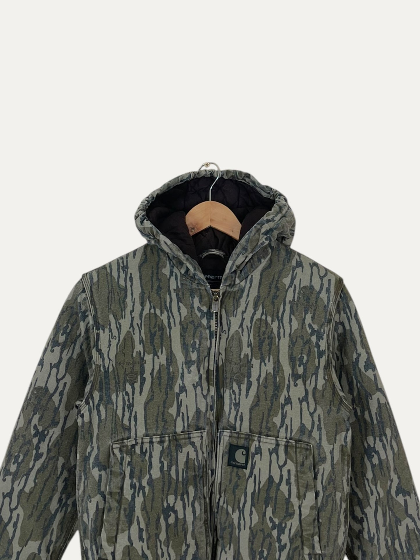 90's Youth Carhartt Vintage Quilt Lined Heavy Duty Realtree Hooded Jacket Size M (10-12)