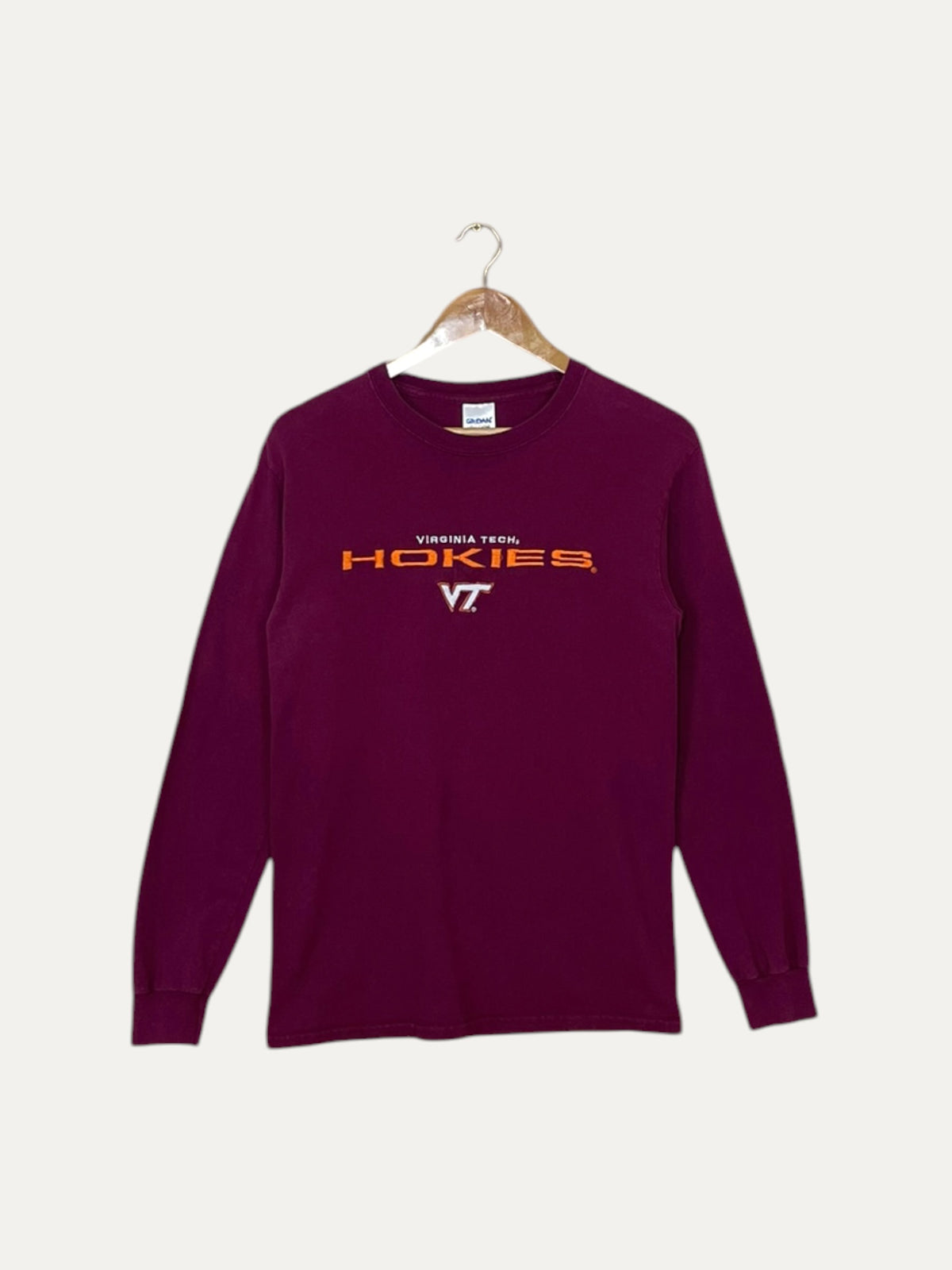 90's Virginia Tech Hokies Embroidered Vintage Long-sleeve T-Shirt Size S