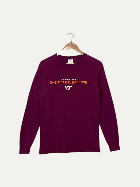 90's Virginia Tech Hokies Embroidered Vintage Long-sleeve T-Shirt Size S