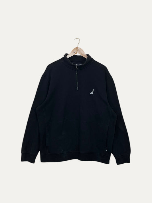 90's Nautica Embroidered Vintage Quarter-zip Sweatshirt 2XL