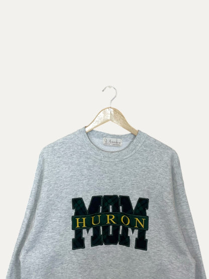 90's Huron University Mom Embroidered Vintage Sweatshirt M