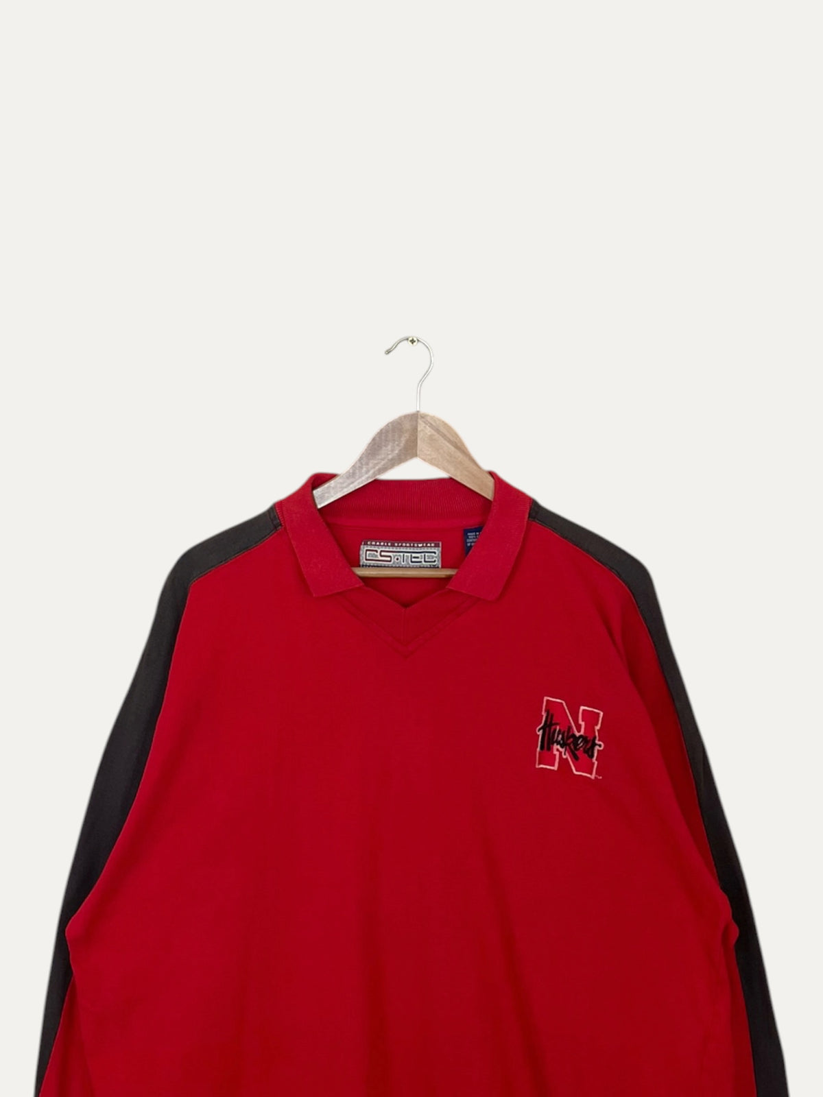 90's Nebraska Huskers Embroidered Vintage Collared Sweatshirt XL