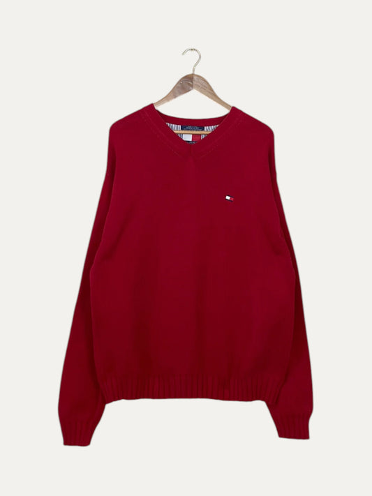 90's Tommy Hilfiger Embroidered Knitted Vintage V-neck Sweatshirt XL-2XL