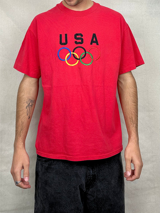 90's USA Olympics Embroidered Vintage T-Shirt Size M