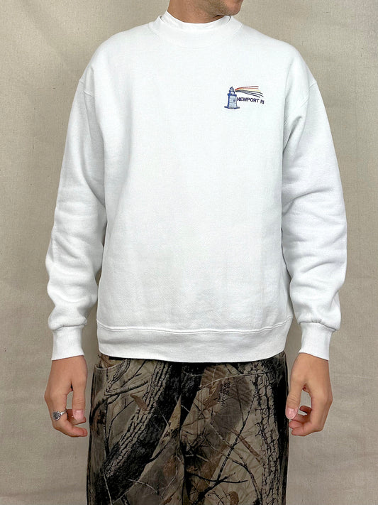 90's Newport Rhode Island USA Made Embroidered Vintage Sweatshirt Size M