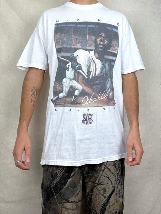 90's Hank Aaron Atlanta Braves MLB Vintage T-Shirt Size L-XL