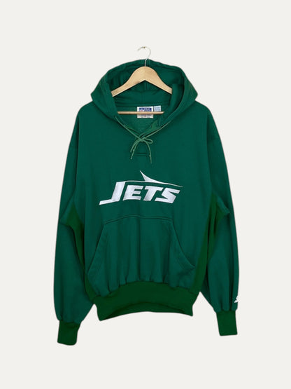 90's Jets Embroidered Vintage Hooded Sweatshirt M-L
