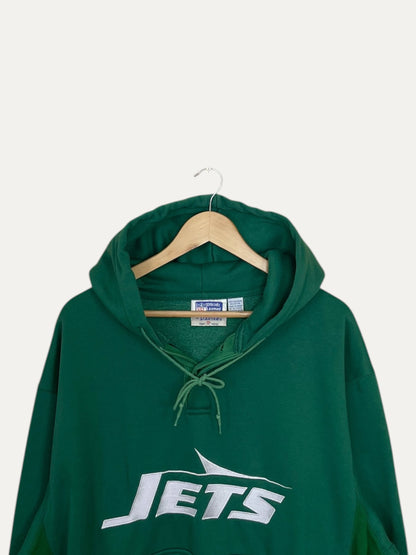 90's Jets Embroidered Vintage Hooded Sweatshirt M-L