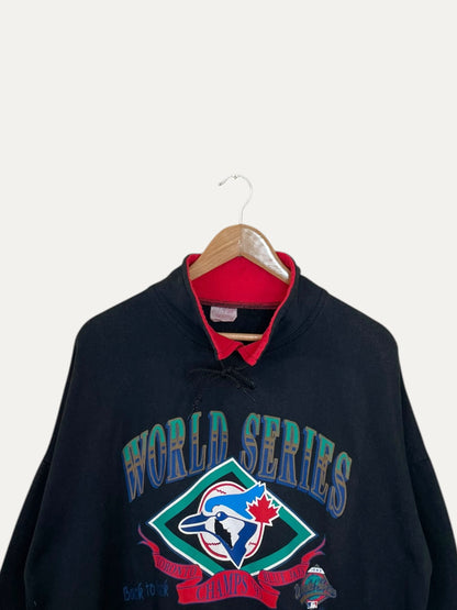 90's Toronto Blue Jays Vintage Mock Collar Sweatshirt L