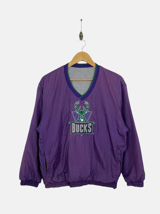 90's Milwaukee Bucks Embroidered Vintage Pullover Jacket Size M