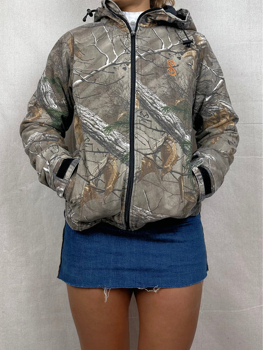90's Realtree Camo Embroidered Vintage Jacket with Hood Size 8