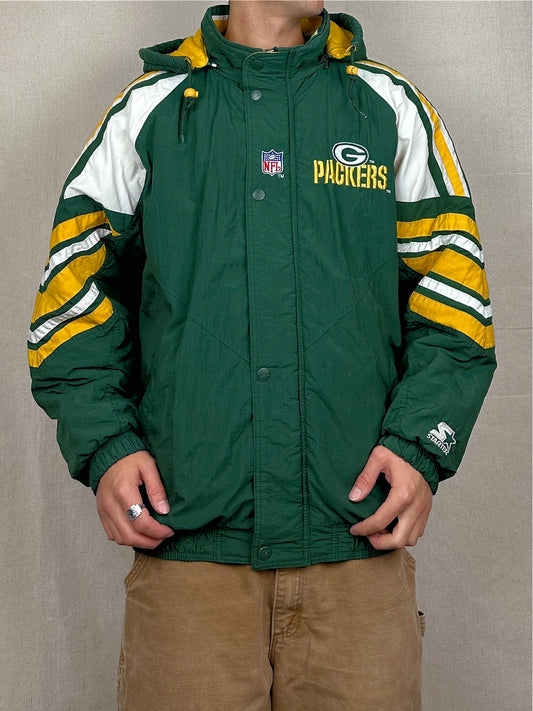 90's Green Bay Packers Starter NFL Embroidered Puffer Jacket Size XL