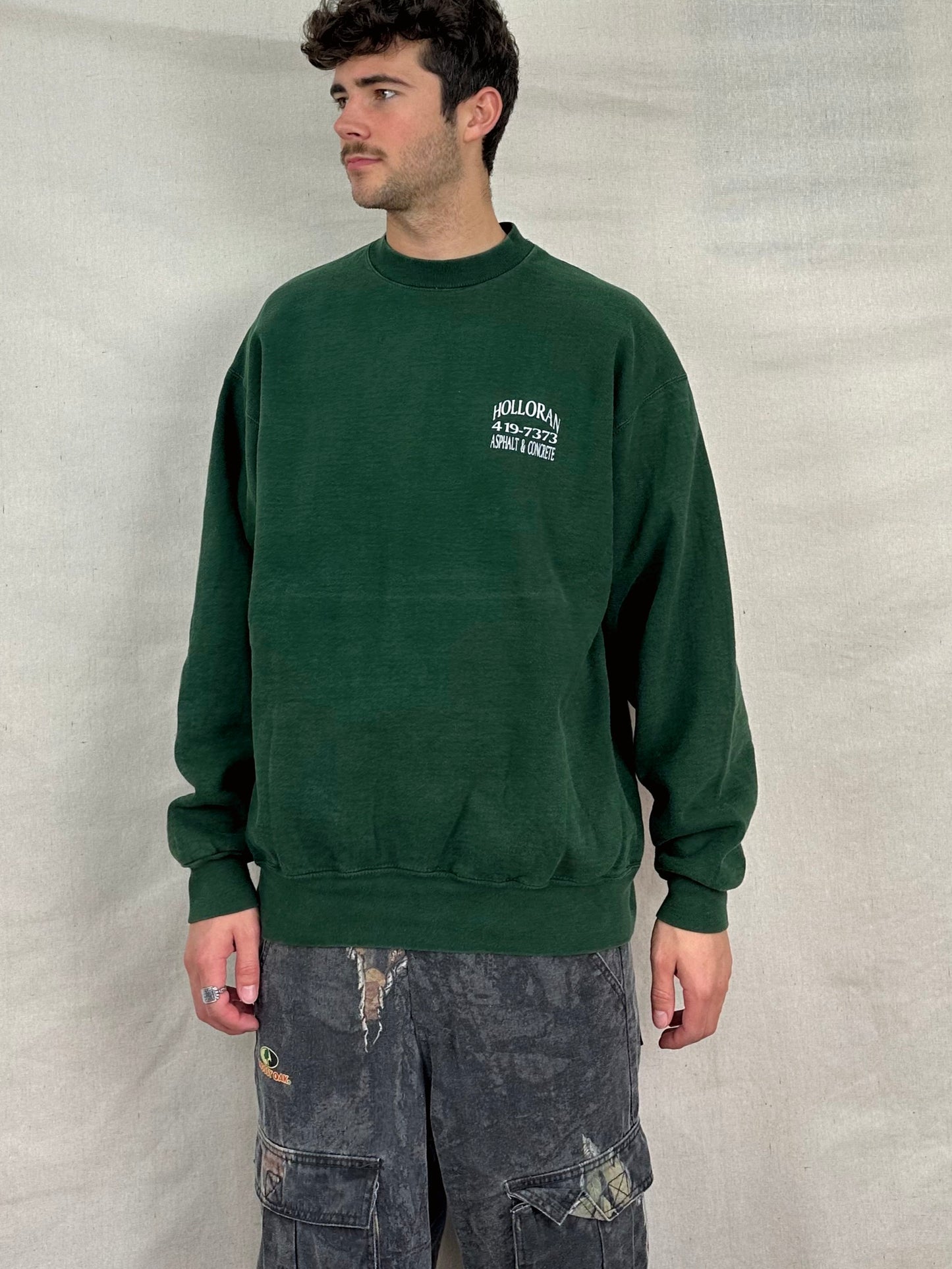 90's Holloran Asphalt & Concrete USA Made Vintage Sweatshirt Size XL
