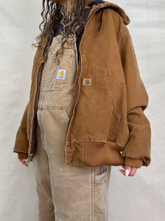 90's Carhartt Heavy Duty Lined Vintage Jacket with Hood Size L