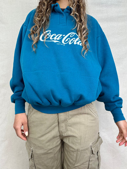 90's Coca Cola USA Made Vintage Collared Sweatshirt Size 12