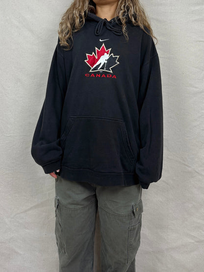 90's Nike Canada Ice Hockey Embroidered Vintage Hoodie Size L-XL