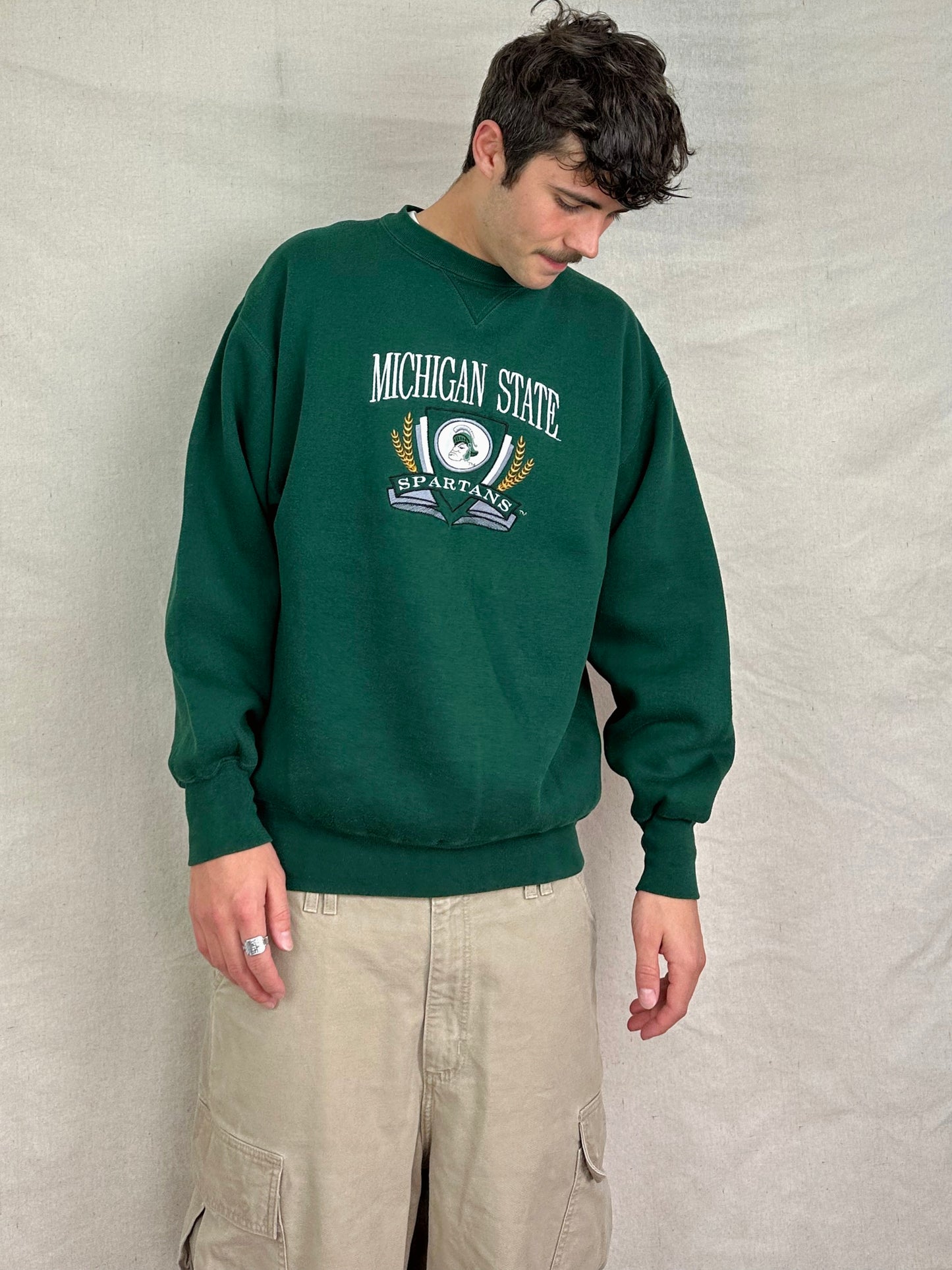 90's Michigan State Spartans Embroidered Vintage Sweatshirt Size M-L
