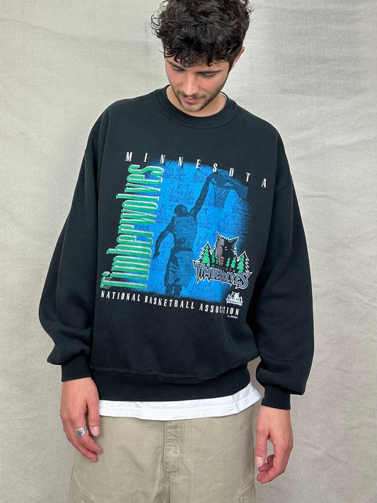 90's Minnesota Timberwolves NBA USA Made Vintage Sweatshirt Size M