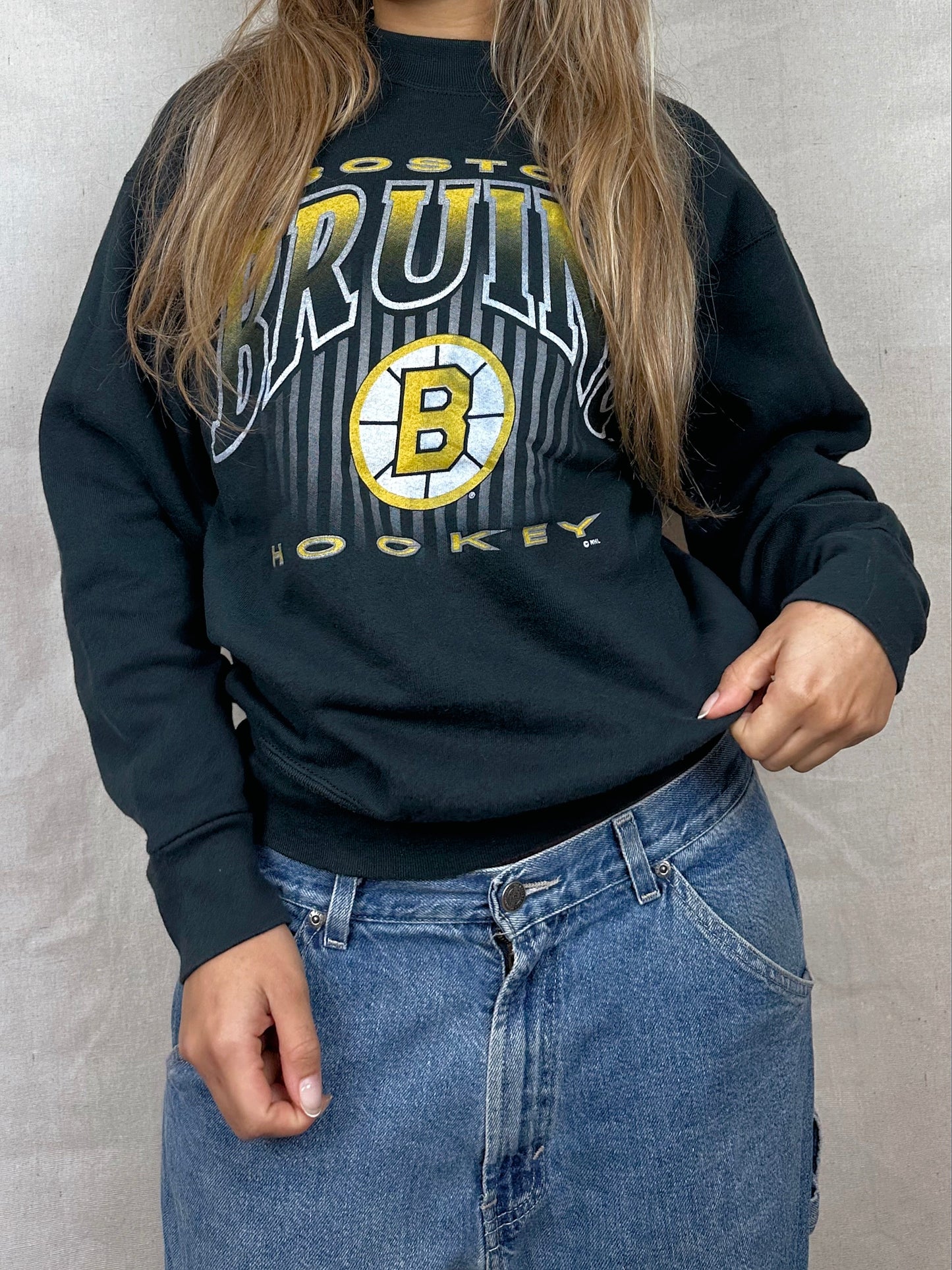 90's Boston Bruins NHL USA Made Vintage Sweatshirt Size 8